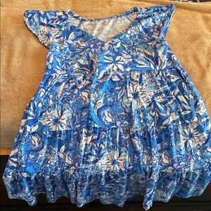 Lilly Pulitzer Blue and Cream Patterned Dress